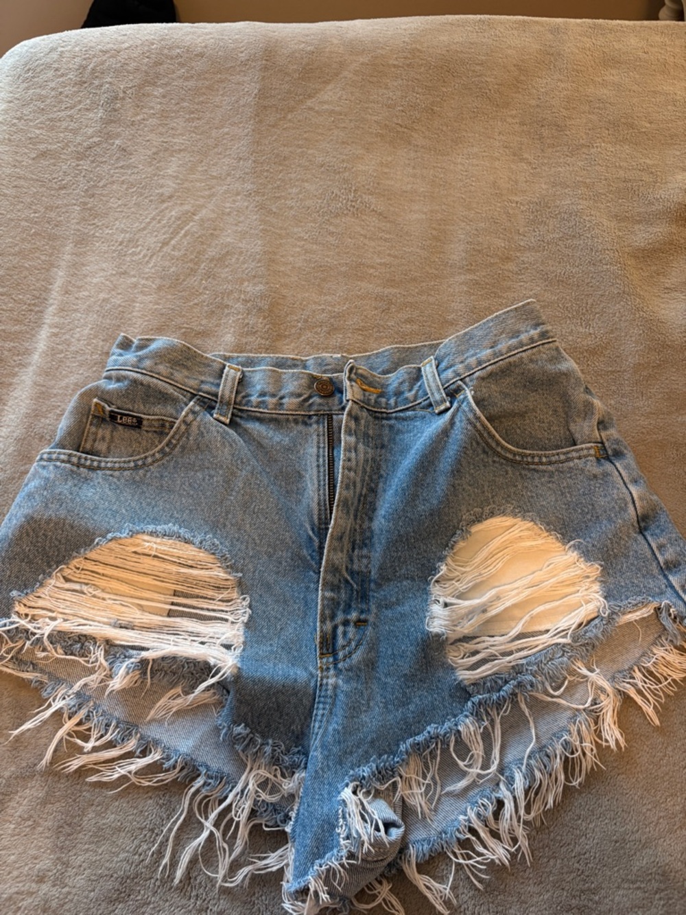 American Eagle Outfitters Distressed Light Blue Denim Jean Shorts
